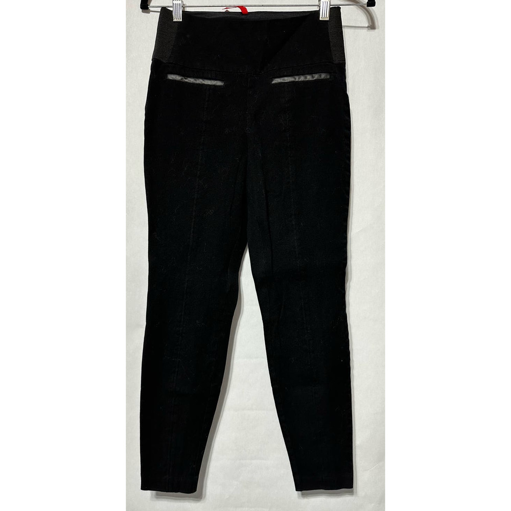 SPANX Black pant leggings with Faux Leather Faux Front‎ Pockets Size L